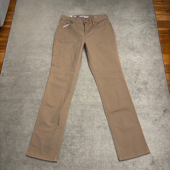 Ariat Rebar Perfect Rise Straight Pants Field Khaki Work Outdoor NEW - Picture 3 of 12